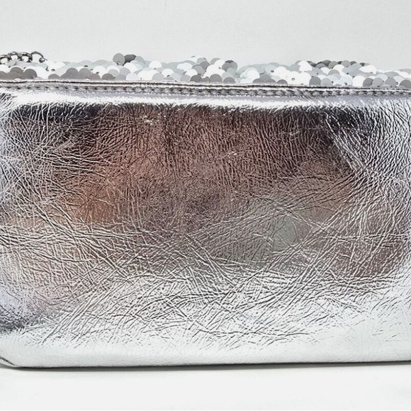 Nicole Miller Silver Sequin Shoulder / Clutch / Crossbody Bag - NWT - Picture 6 of 8
